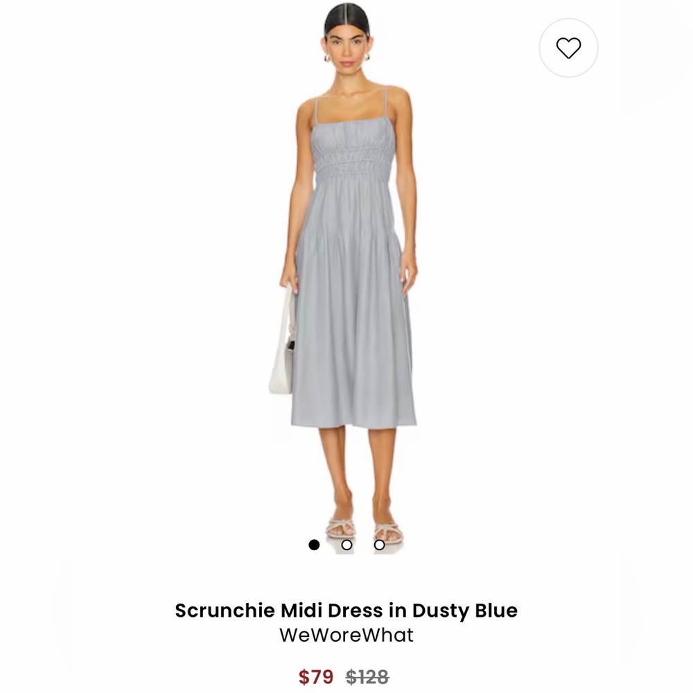 WeWoreWhat Dusty Blue Gathered Midi Dress